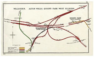 Acton Collection: Railway map, Willesden, Acton Wells, Queens Park, London