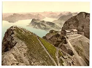 Cantons Prints: Railway, from Oberhaupt, towards Lake of Four Cantons, with