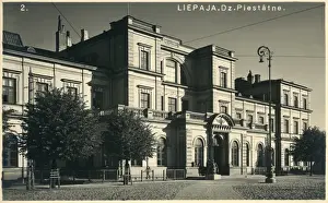 Latvia Prints: Railway station building, Liepaja, Western Latvia
