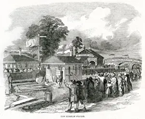 Worcs Prints: Railway station at Evesham, Worcestershire 1852
