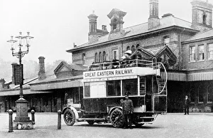 Ipswich Prints: Railway Station and GER bus, Ipswich early 1900's