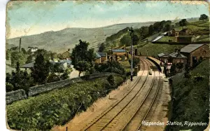 Halifax Prints: Railway Station, Ripponden, Yorkshire