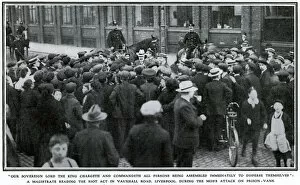 Railway strike 1911: Magistrate reading the riot act