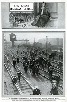 Passagers Prints: Railway strike 1911: Manchetser terminus, walking passagers