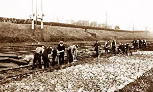 Maintenance Prints: A railway track maintenance gang - early 1900s