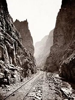 Railroad Gallery: Railway track, Royal Gorge, Arkansas River, Colorado, 1880 s