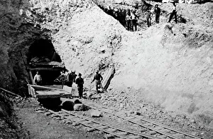 Railway tunnel construction, Field Hill, BC, Canada