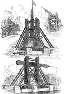 Cleopatras Collection: The Raising of Cleopatras Needle in London, 1878