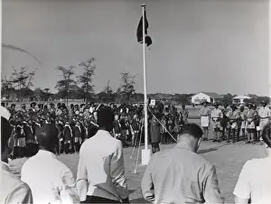 Raising flag at Scouts Own Service in Ghana, West Africa