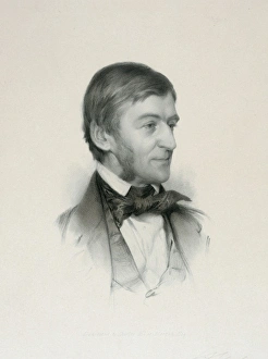 Ralph Waldo Emerson, head-and-shoulders portrait, facing rig Ralph Waldo Emerson, head-and-shoulders portrait, facing rig
