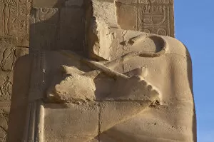 Theban Collection: Rameseum. Pillars with osirian statues. Detail. Egypt