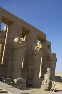 Rameses Prints: Rameseum. Pillars with osirian statues. Egypt