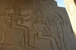 Theban Collection: Ramesseum. Relief depicting the pharaoh Ramses II before god