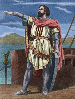 Finger Prints: Ramon Berenguer III the Great (1082-1131). Engraving. Colore
