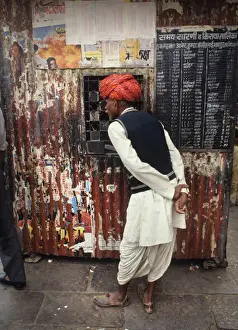 Jaipur Prints: Ramshackle ticket kiosk in Jaipur, Rajasthan, India