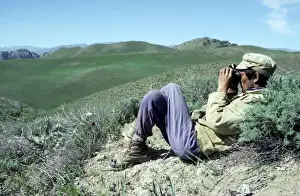 Ranger Prints: Ranger with binoculars - watching for Kopet Dag Arkal sheep