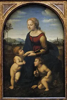 Louvre Prints: Raphael (1483-1520). La belle jardiniere or Madonna and Chil