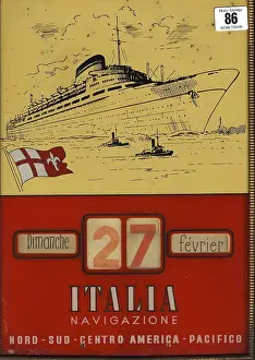 Agents Prints: Rare Italia Navigazione brass framed agent's calendar