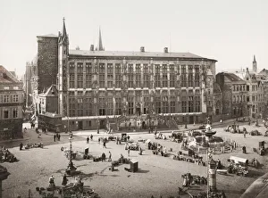 Dwelling Prints: Rathaus, city hall and street market, Aachen, Germany