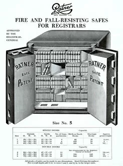 Images Dated 10th March 2020: Ratner patent safe, fire and fall resisting, for registrars
