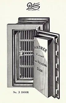 Grade Prints: Ratner strong room door, No. 3, fire-resisting with lobby and grille. Date: circa 1920s