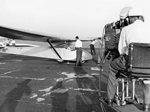 Slingsby Prints: Raymond Baxter being filmed in a Slingsby T. 21 glider