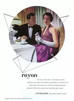Images Dated 12th November 2015: Rayon advert with couple, 1951