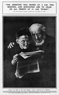 Peering Prints: Reading news of the Armistice in Daily Mirror, WW1