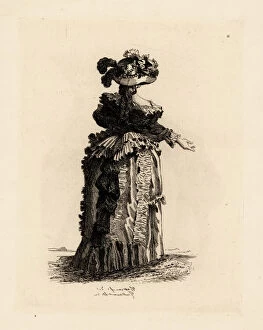 Antoinette Gallery: Rear view of fashionable womans dress, era of Marie