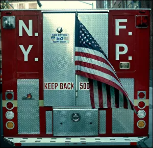 Shone Prints: Rear view of New York Fire Patrol vehicle, USA