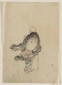 Traveler Prints: Rear view of a traveler or monk wearing cape and with large