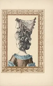 Plaits Prints: Rear view of woman in chignon plaited in three