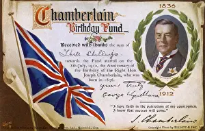 Donation Prints: Receipt for a donation to the Chamberlain Birthday Fund