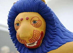 Reconstruction of a Lion from a greek tomb. C. 570 B.C. Pain