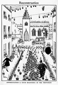 Pots Prints: Reconstruction by William Heath Robinson, WW1 cartoon