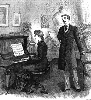 Duet Prints: Recreation - Music at home, 1881