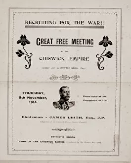 Images Dated 4th March 2019: Recruitment poster, Meeting at Chiswick Empire, London, WW1