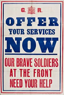 Images Dated 4th March 2019: Recruitment poster, Offer Your Services Now, WW1