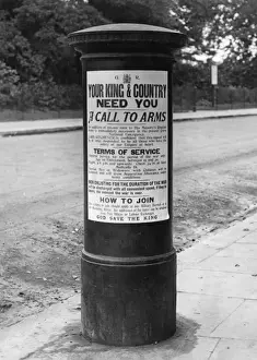 Joining Prints: Recruitment poster on post box, WW1