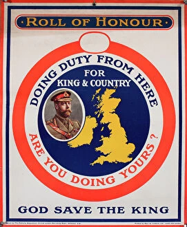 Khaki Collection: Recruitment poster, Roll of Honour, WW1