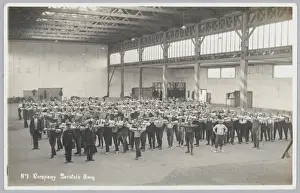 Recruits at physical drill in a hall - Gloucestershire Regim