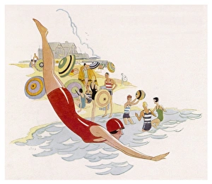 Women Gallery: Red Bathing Costume 1930