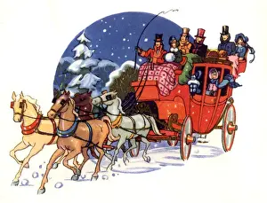 Treks Prints: Red Carriage in Snow