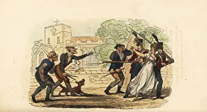 Two red-coat soldiers running off with a tailor's wife, Georgian