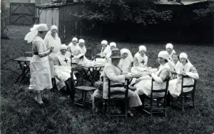 Wisbech Prints: Red Cross Nurses Garden Tea Party, Wisbech, England