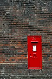 Letterbox Prints: Red English Post Box in a brick wall