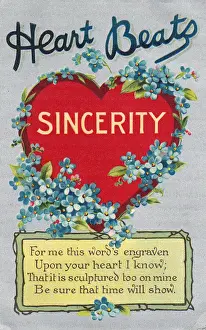 Beats Prints: Red heart and blue flowers on a Valentine postcard