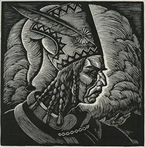 Skoczylas Prints: Red Indian chief