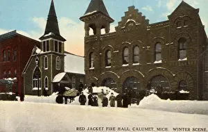 Wintry Prints: Red Jacket Fire Hall, Calumet, Michigan, USA
