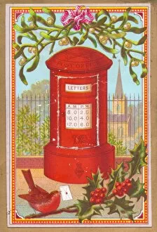 Images Dated 16th November 2015: Red pillar box on a Christmas card